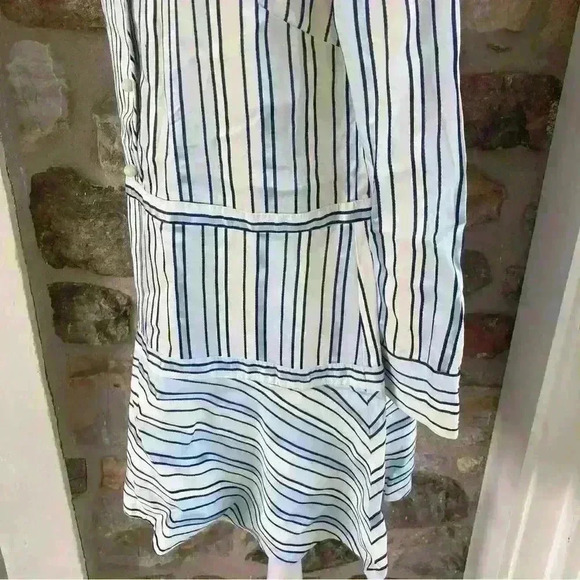 Alexis Nicholina Amalfi Blue Stripe Long Sleeve Ruffle Mini Dress Women’s Medium - Picture 6 of 15